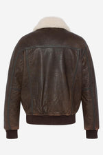 Distressed Leather Bomber Jacket - Image n°5