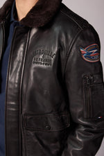 Brown lambskin aviator jacket with Patrouille de France patches. - Image n°5