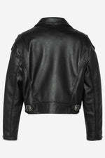 90s style black leather short perfecto - Image n°7