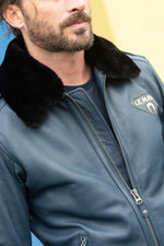 McQueen jacket in blue genuine leather - Image n°14