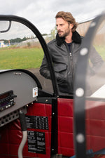 Schott's thick cowhide aviator jacket with removable shearling collar. - Image n°4
