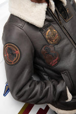 Italian anthracite shearling bomber, wool-lined for winter warmth. - Image n°3