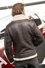 Italian anthracite shearling bomber, wool-lined for winter warmth. - Image n°2