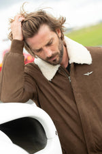Suede sheepskin aviator in chocolate, Aeronautica Militare's classic. - Image n°3