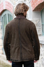 Regular-fit jacket in burnt suede goat leather, timeless and refined. - Image n°2