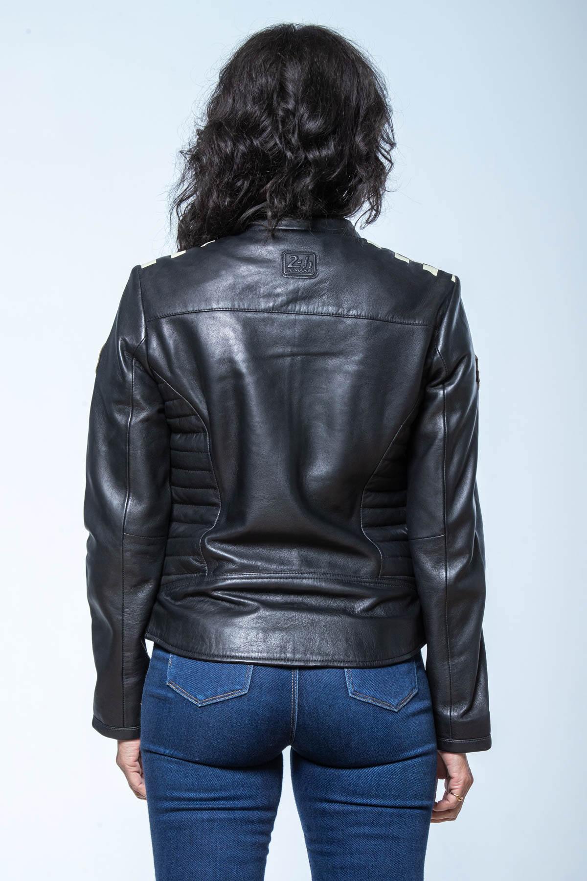Le Mans-licensed black lambskin jacket, sporty and refined. - Image n°4