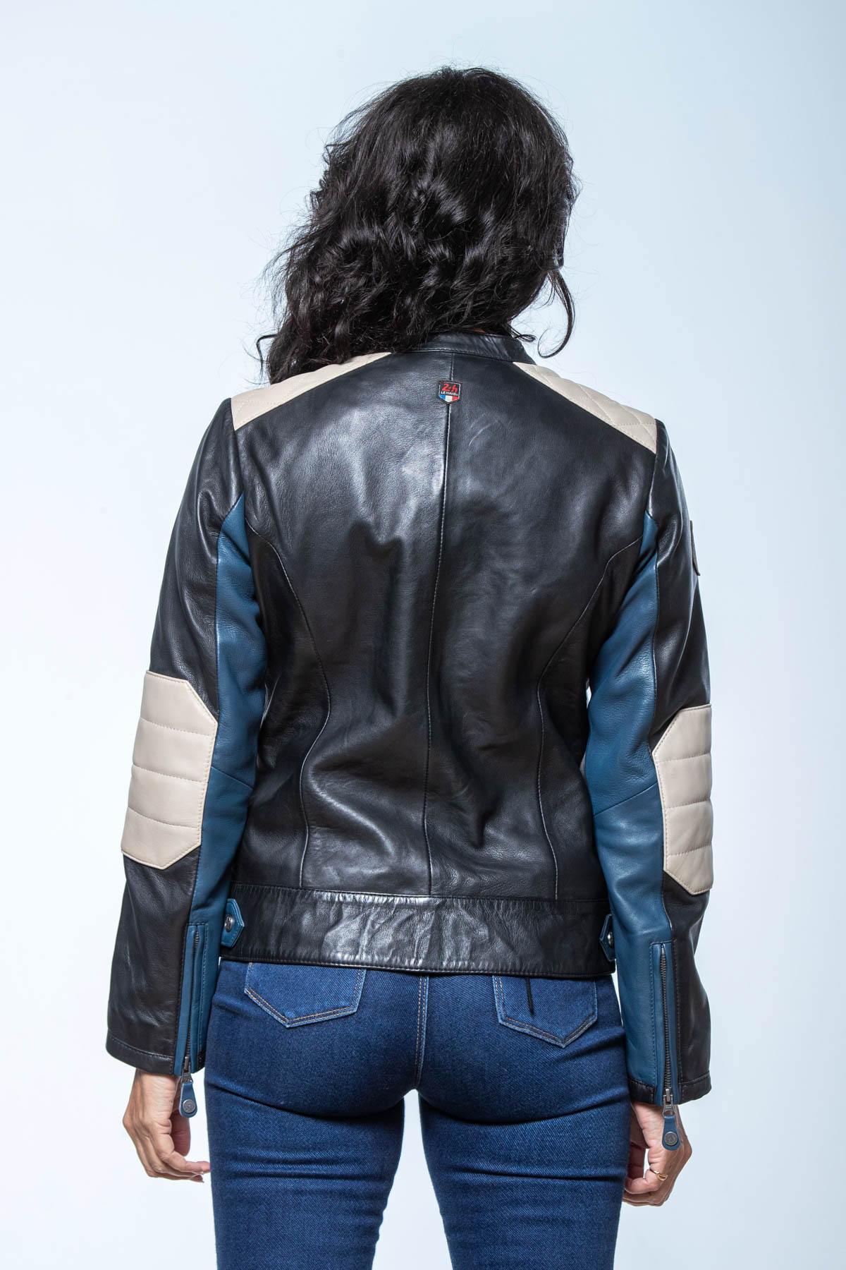 Officially licensed 24h Le Mans sheepskin jacket in royal blue. - Image n°2