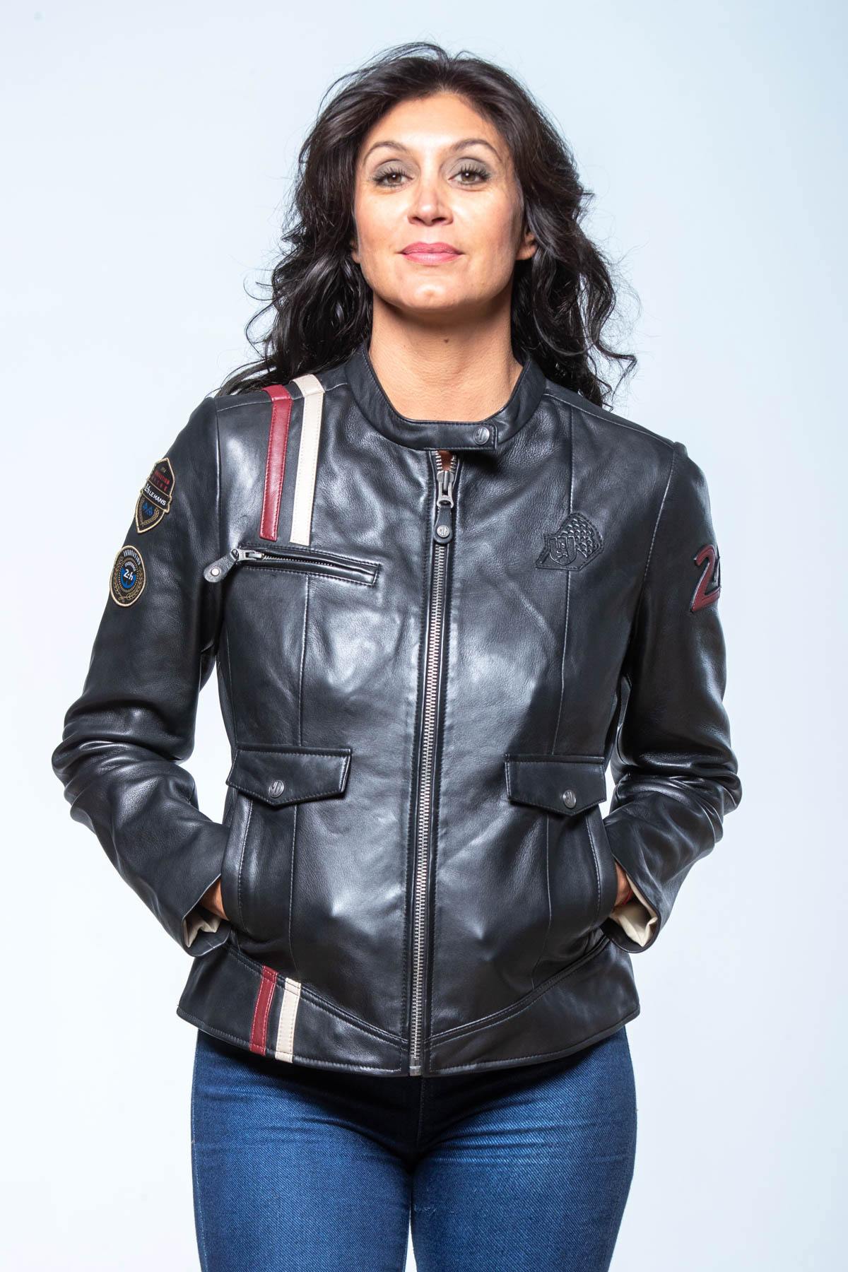 Black sheep leather jacket, biker-inspired, lightweight and supple. - Image n°1