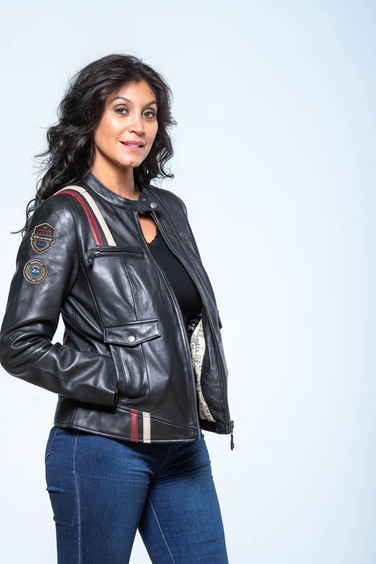 Black sheep leather jacket, biker-inspired, lightweight and supple. - Image n°5