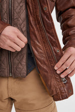 Mid-length lambskin jacket in bison, regular fit for a timeless look. - Image n°6