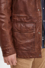 Mid-length lambskin jacket in bison, regular fit for a timeless look. - Image n°7