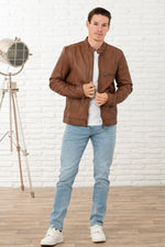 Tan sheep leather jacket with a regular fit and timeless appeal. - Image n°11