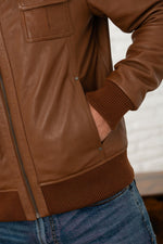Oxblood sheep leather jacket-slim bomber-aviator by Serge Pariente. - Image n°5