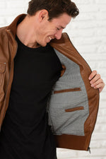 Oxblood sheep leather jacket-slim bomber-aviator by Serge Pariente. - Image n°6