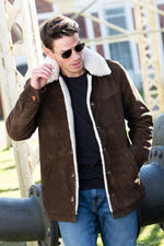 Thick buffalo suede jacket with sherpa warmth for winter. - Image n°4