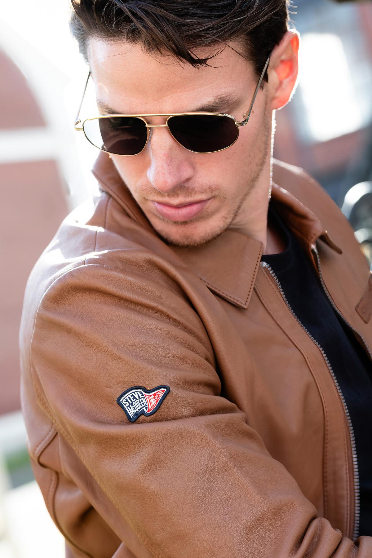 Lightweight tobacco sheepskin jacket, inspired by Steve McQueen. - Image n°2