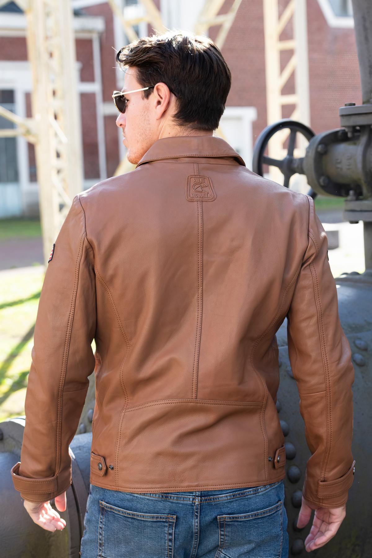 Lightweight tobacco sheepskin jacket, inspired by Steve McQueen. - Image n°4