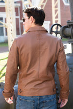Lightweight tobacco sheepskin jacket, inspired by Steve McQueen. - Image n°4