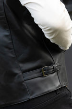 Black buffalo leather biker vest - Image n°6