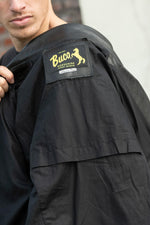 Biker leather jacket with opening for back shell - Image n°3