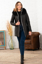 Slim black sheepskin coat, vegetable-tanned. Zip-fronted and lined. - Image n°3
