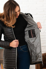 Slim black sheepskin coat, vegetable-tanned. Zip-fronted and lined. - Image n°6