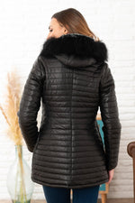 Slim black sheepskin coat, vegetable-tanned. Zip-fronted and lined. - Image n°2