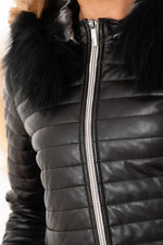 Slim black sheepskin coat, vegetable-tanned. Zip-fronted and lined. - Image n°4
