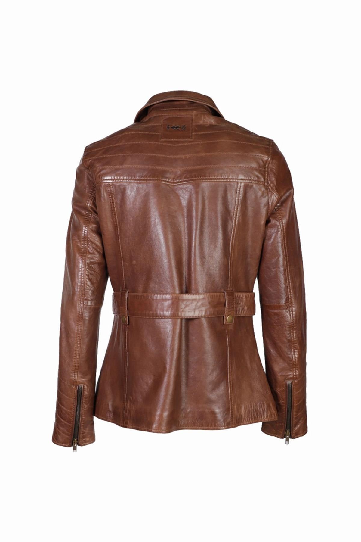 Timeless sheepskin jacket in bison leather, slim fit and polished. - Image n°9