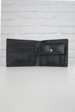 Black leather coin purse with embossed logo - Image n°2