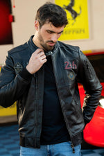 24 Hours of Le Mans black sheepskin jacket, biker-inspired. - Image n°5