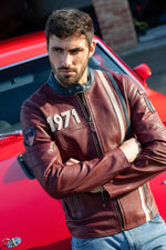 Dark red sheepskin, biker edge, all-season wear. A McQueen classic. - Image n°1