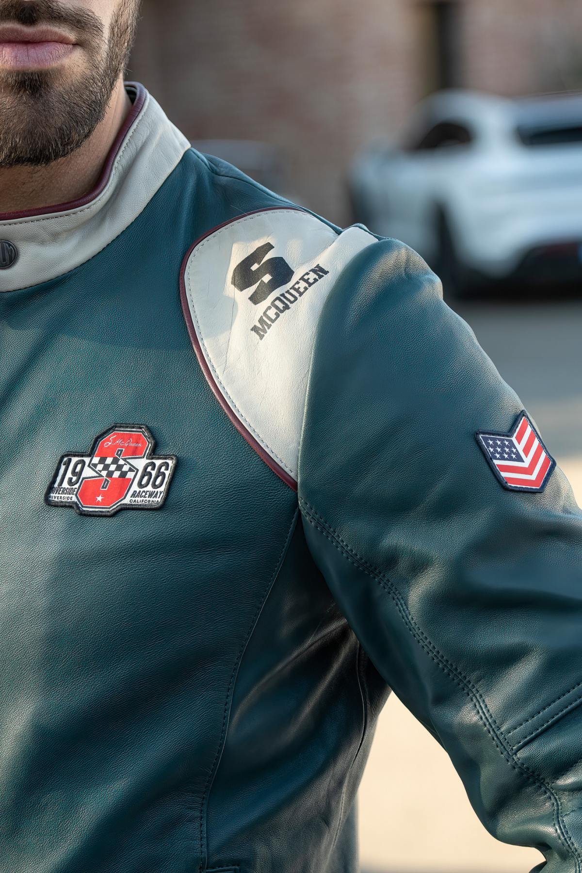 Petrol-blue sheep leather jacket-lightweight, supple, timeless. - Image n°2