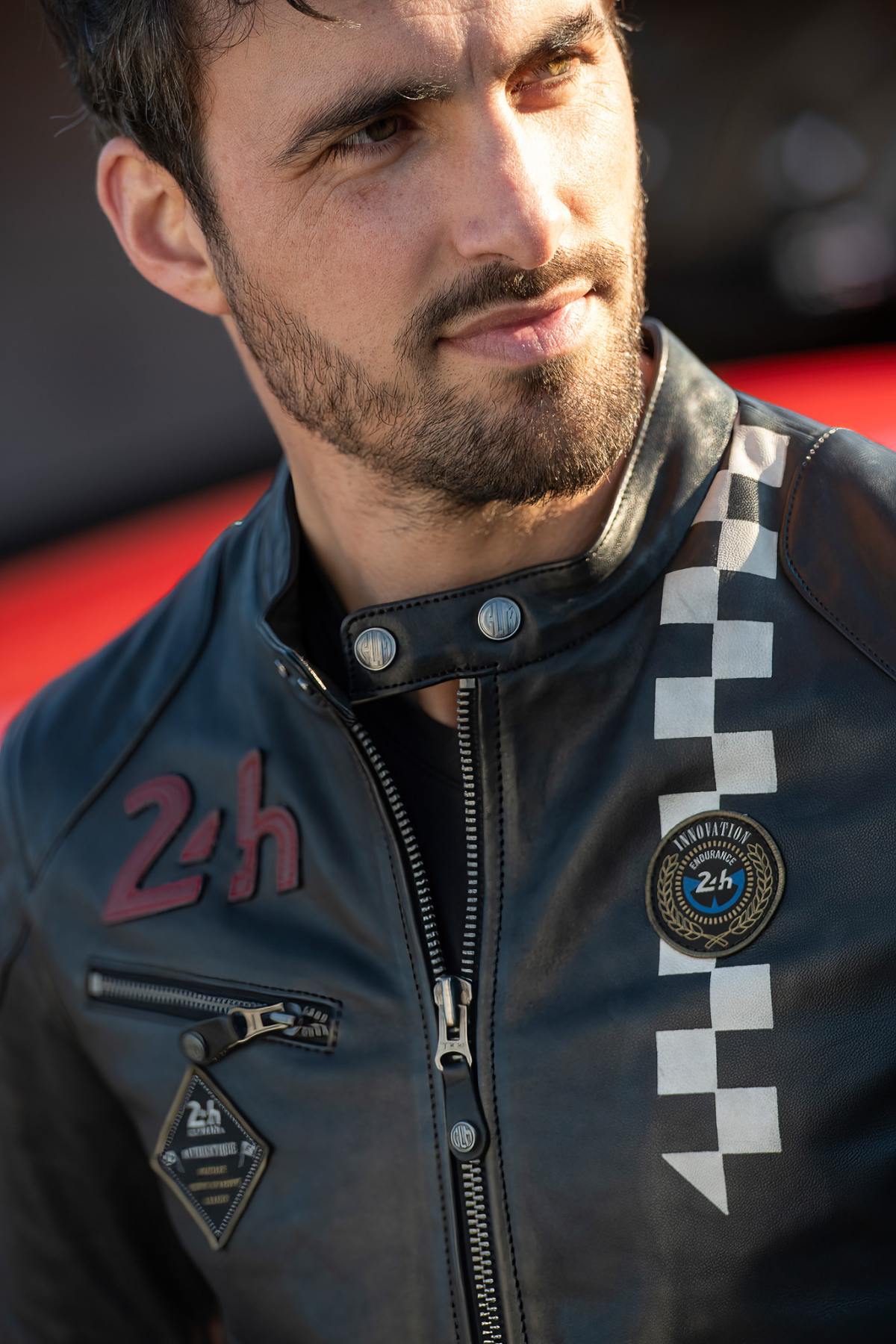 Black sheep leather jacket inspired by the 24 Hours of Le Mans. - Image n°2