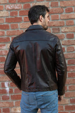 Dark brown buffalo leather jacket by Redskins, jacquard lined. - Image n°2