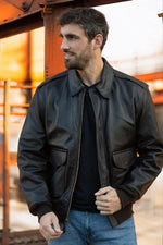 Military-grade goatskin A-2 jacket: timeless design, modern fit. - Image n°1