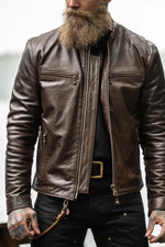 DAYTONA RUST: rust-hued buffalo leather, slim cut, lined for bikers. - Image n°3