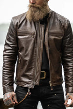 DAYTONA RUST: rust-hued buffalo leather, slim cut, lined for bikers. - Image n°3