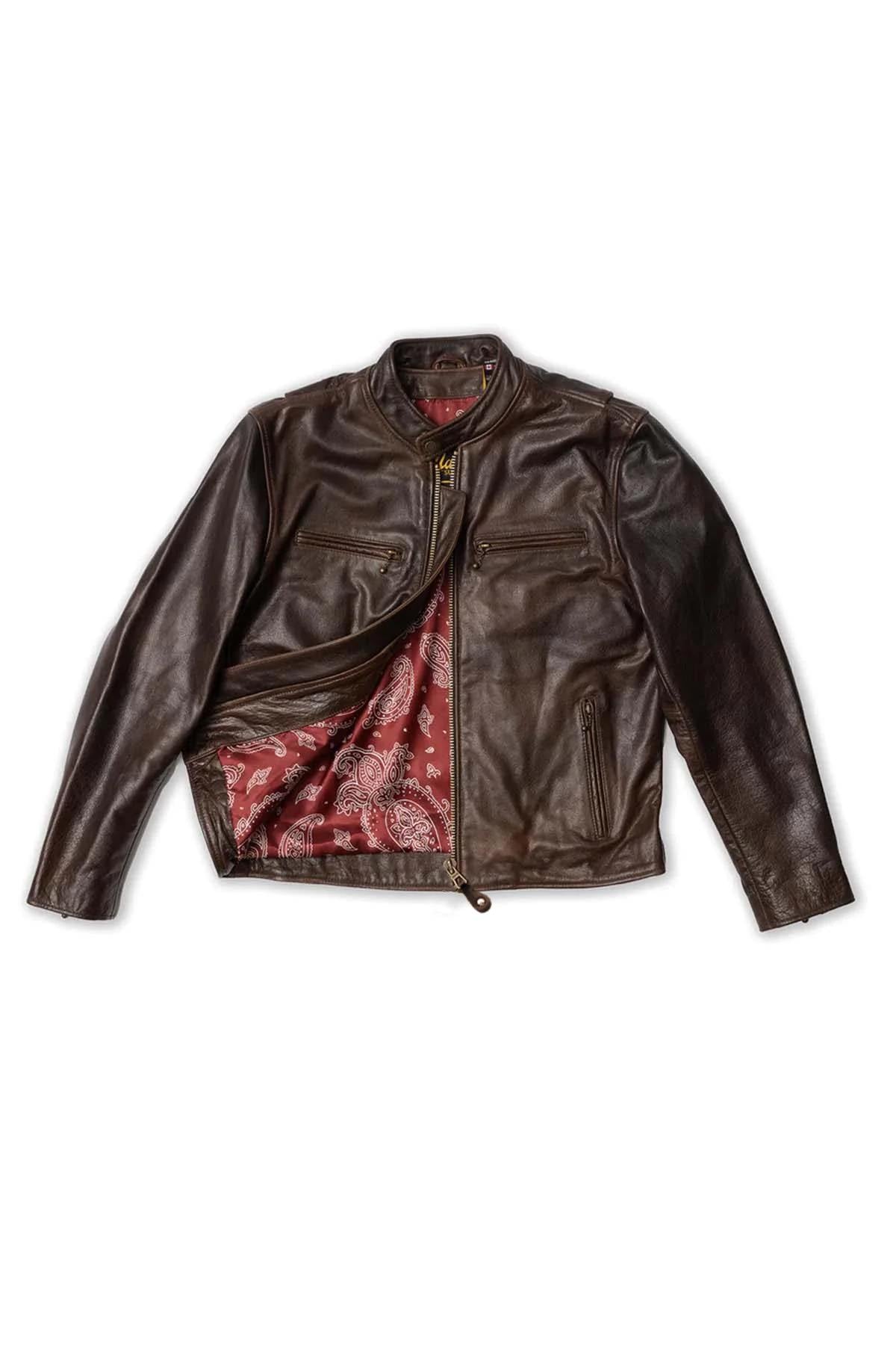 DAYTONA RUST: rust-hued buffalo leather, slim cut, lined for bikers. - Image n°9