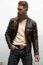DAYTONA RUST: rust-hued buffalo leather, slim cut, lined for bikers. - Image n°7