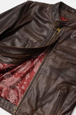 DAYTONA RUST: rust-hued buffalo leather, slim cut, lined for bikers. - Image n°10