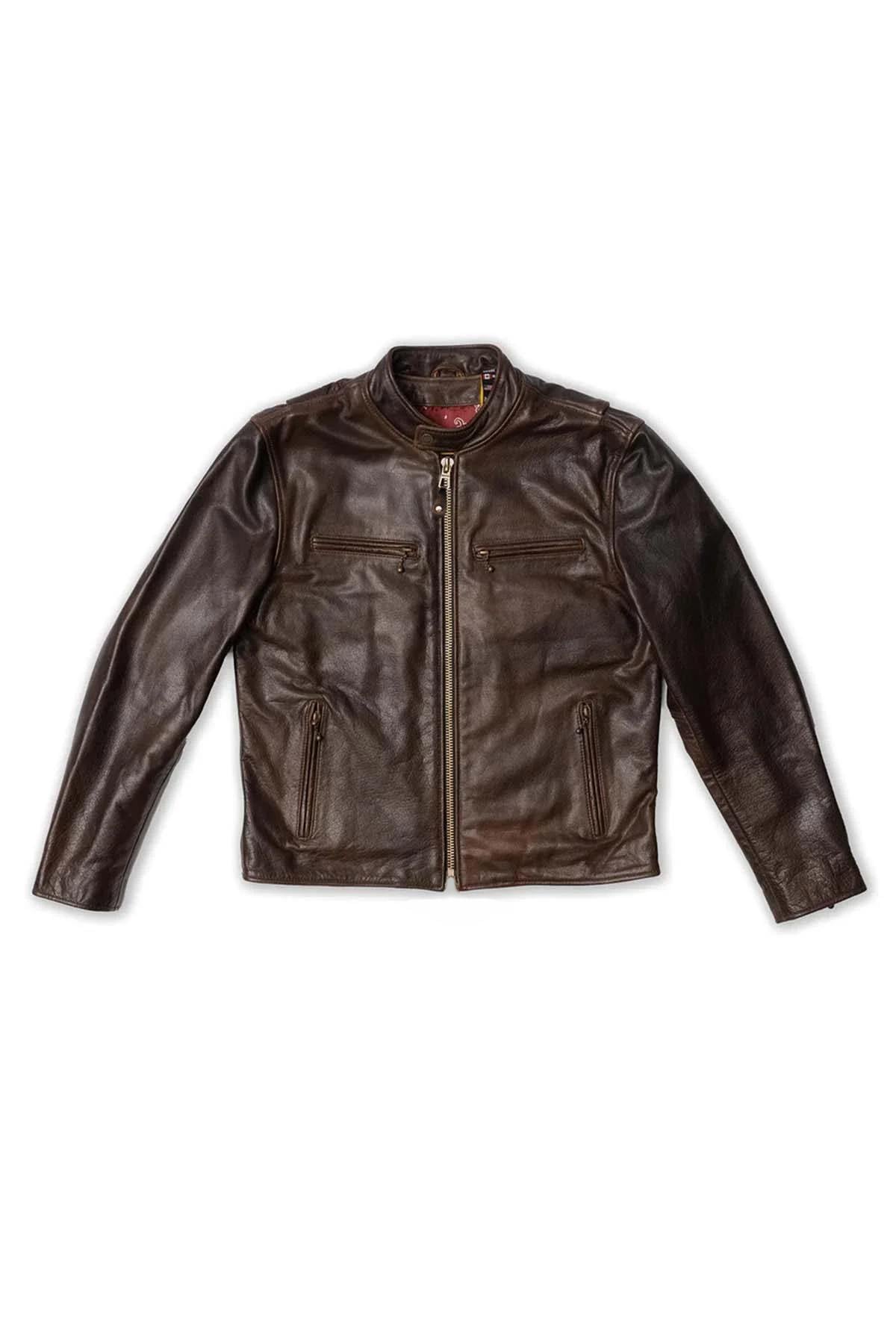 DAYTONA RUST: rust-hued buffalo leather, slim cut, lined for bikers. - Image n°8