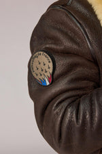Reversed sheep leather bomber in brown and beige, warm and durable. - Image n°2