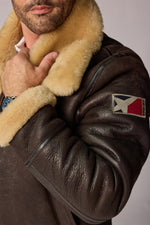 Reversed sheep leather bomber in brown and beige, warm and durable. - Image n°6