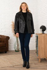 Black leather trench inspired jacket - Image n°3