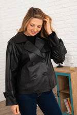 Black leather trench inspired jacket - Image n°8