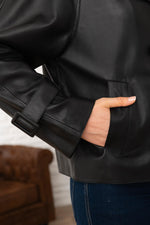 Black leather trench inspired jacket - Image n°6