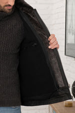 Black sheep leather jacket with biker edge and sleek, adaptable fit. - Image n°6