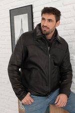 Black sheep leather jacket with biker edge and sleek, adaptable fit. - Image n°1