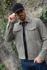 Soft anthracite suede jacket in buffalo leather. Timeless and refined. - Image n°1